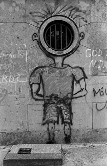 GDR, Berlin, 30.04.1990, Graffiti on the wall between Gropius Bau and Check Point Charlie