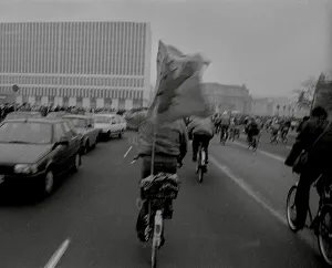 GDR, Berlin, 7.1.1990, 1st bicycle demonstration in East Berlin