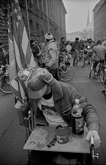 GDR, Berlin, 7.1.1990, 1st bicycle demonstration in East Berlin