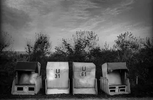 GDR, Binz, 04. 11. 1988, parked beach chairs