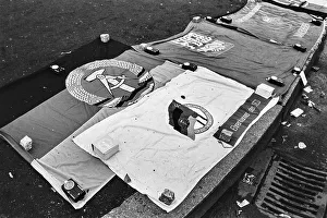 GDR flags on sale in October 1990 at the flea market at Potsdamer Platz