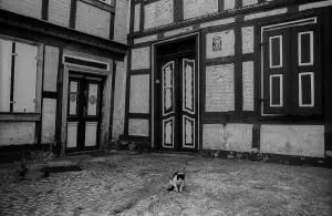 GDR, Halberstadt, 27.05.1988, half-timbered houses