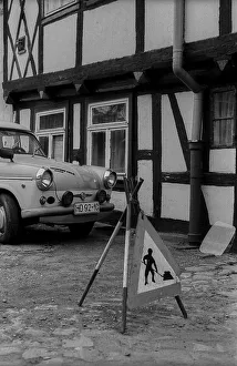 GDR, Halberstadt, 27.05.1988, half-timbered houses