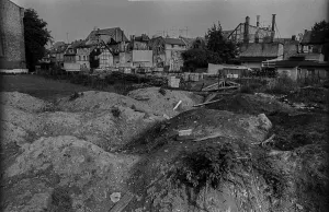 GDR, Stralsund, 9.6.1988, rubble heaps of demolished houses in the centre of Stralsund
