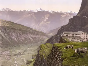 Gemmipass, Gemmihotel und Leuk im Wallis im Schweiz / Gemmi-Route and Leuk