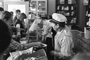 A general store museum in the 1970s. Photograph taken inside a general store, capturing its appearance from 100 years ago, are displayed for the public who shop there