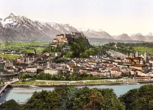General view from Kapuzinerberg of Salzburg