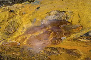 Geological landscape with smoking