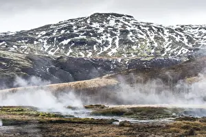 Geothermal river at a mountain in Iceland