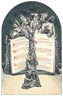 German caricature on the relationship between religion and science
