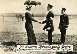 The German Crown Princess Cecilie congratulates a successful naval aviator
