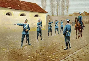 German dragoons from Wuerttemberg fencing