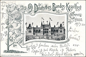 German Federal Skittles Festival in Chemnitz in 1900, Saxony, Germany, digitally enhanced reproduction from a historical original, c. 1900, public domain, Europe