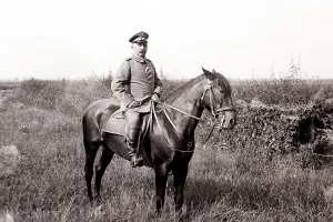 German officer with company, inspection