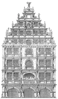 German Renaissance, architectural drawing from 1881