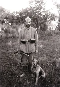 German soldier with carbine, pickelhaube