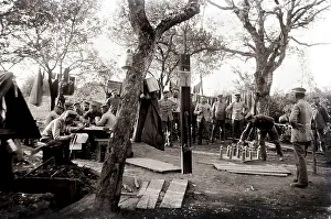 German soldiers bowling in the camp