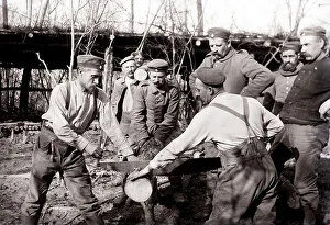 German soldiers building the shelter