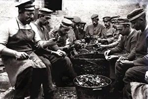 German soldiers on kitchen duty