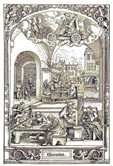 German town life around 1550, view of the workrooms