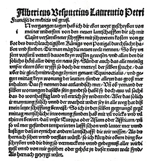 German translation of the letter of the Italian navigator Amerigo Vespucci on the third of his journeys to the newly