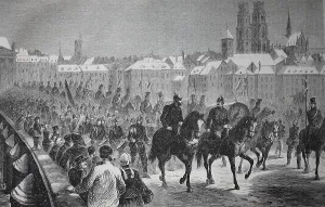 German troops marching across the Loire in Orleans on 5 December
