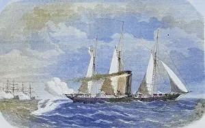 The German yacht Cricket at the beginning of the battle with Hiddensee