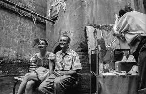 Germany, Berlin, 04.07.1992, courtyard party of the squat KULE (Kunst & Leben)