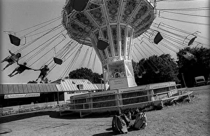 Germany, Berlin, 07.07.1991, Karussell im Kulturpark Plaenterwald