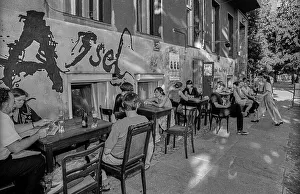 Germany, Berlin, 1 July 1991, in front of the cellar pub Assel
