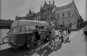 Germany, Berlin, 1 July 1991, ice cream van on Bebelplatz