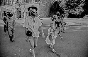 Germany, Berlin, 1.07.1991, the KULE (Kunst+Leben) people are advertising their yard party