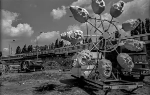 Germany, Berlin, 12.8.1992, installations by British scrap artists in the Spreebogen