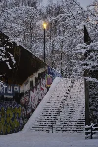 Germany, Berlin, 14.02.2025, Stairs to Mauerpark