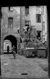 Germany, Berlin, 14.08.1991, backyard of the squatted house Auguststrasse 10