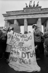 Germany, Berlin, 16 February 1992, DT64 demonstration (against the closure of the station), at the Brandenburg Tor, Europe