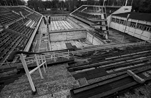 Germany, Berlin, 16.11.1991, Friesenstadion (swimming stadium) in decay