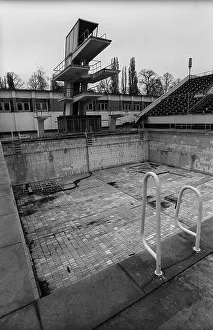 Germany, Berlin, 16.11.1991, Friesenstadion (swimming stadium) in decay