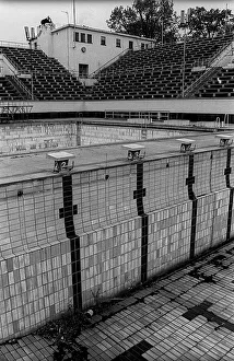 Germany, Berlin, 16.11.1991, Friesenstadion (swimming stadium) in decay