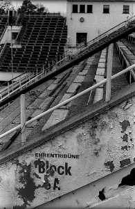 Germany, Berlin, 16.11.1991, Friesenstadion (swimming stadium) in decay