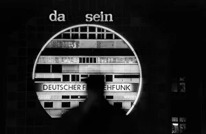 Germany, Berlin, 18.12.1990, broadcasting break Symbol of GDR television on a gable on Adlergestell