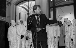 Germany, Berlin, 19.04.1991, student performance in protest against the closure of the art academy in Berlin-Weissensee