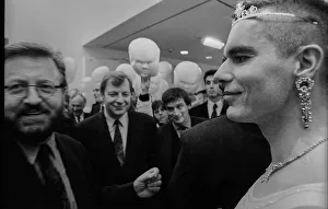 Germany, Berlin, 19.04.1991, student performance in protest against the closure of the art academy in Berlin-Weissensee