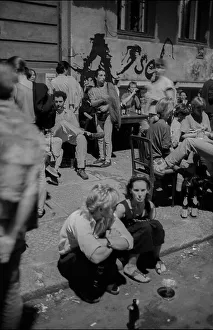 Germany, Berlin, 2 July 1991, in front of the cellar pub Assel