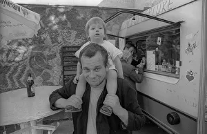 Germany, Berlin, 21 July 1991, poet Peter Wawerzinek (Schappy) with his daughter
