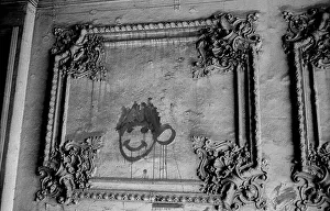 Germany, Berlin, 21.04.1991, Stucco decorations in a house entrance in Oderberger Strasse