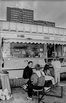 Germany, Berlin, 22 May 1991, snack bar in Marzahn
