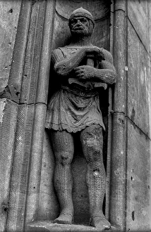 Germany, Berlin, 23 December 1991, figure on the Mitropa building in Geschwister-Scholl-Strasse, Europe