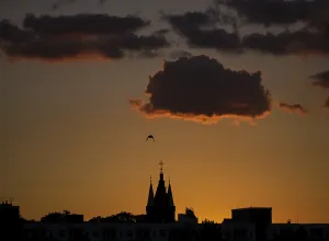 Germany, Berlin, 24.09.2023, sunset over Wedding
