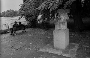 Germany, Berlin, 27 June 1991, sculpture on the banks of the Spree